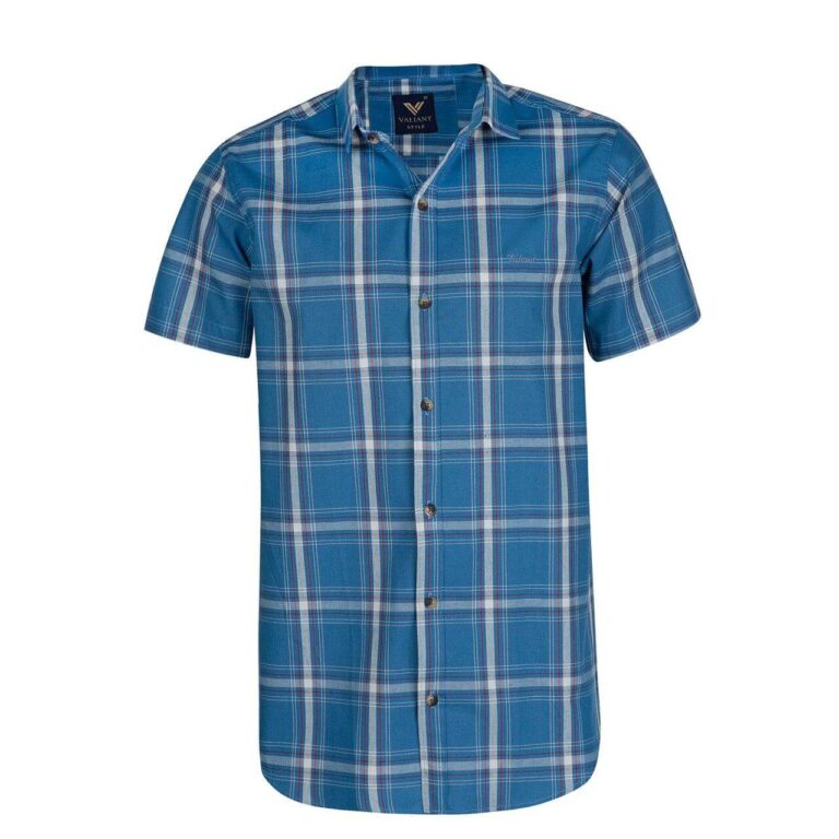 پیراهن مردانه شیک دوخت آستین کوتاه پارچه نخی B1018
